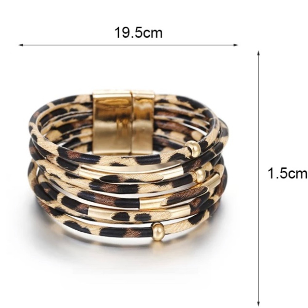 Leopard Print, Multi-layered Bracelet - Picture 4 of 4